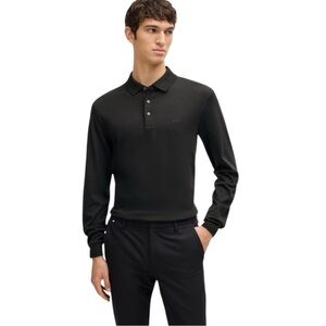Black Hugo Boss Long Sleeve Polo Shirt (M)